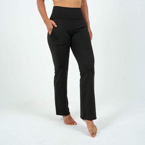 Running Bare Muse 3/4 Tight. Black Cross Front Workout Leggings.