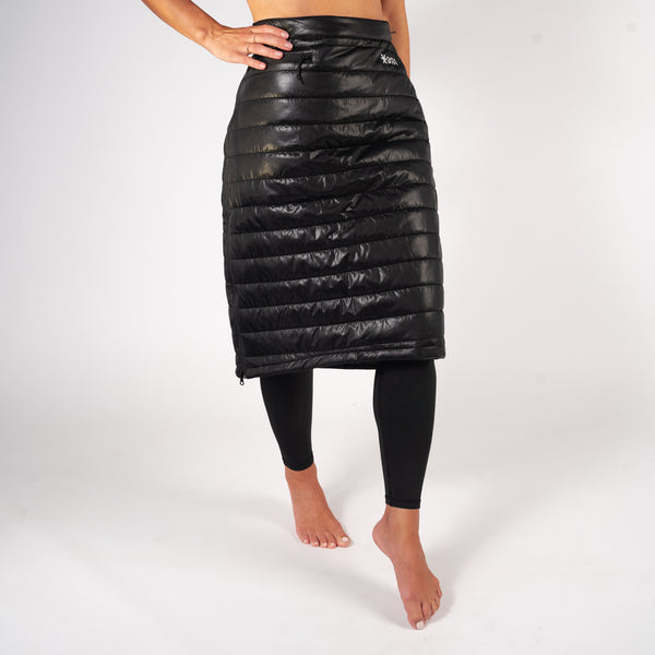 Black Long Padded Thermal Skirt