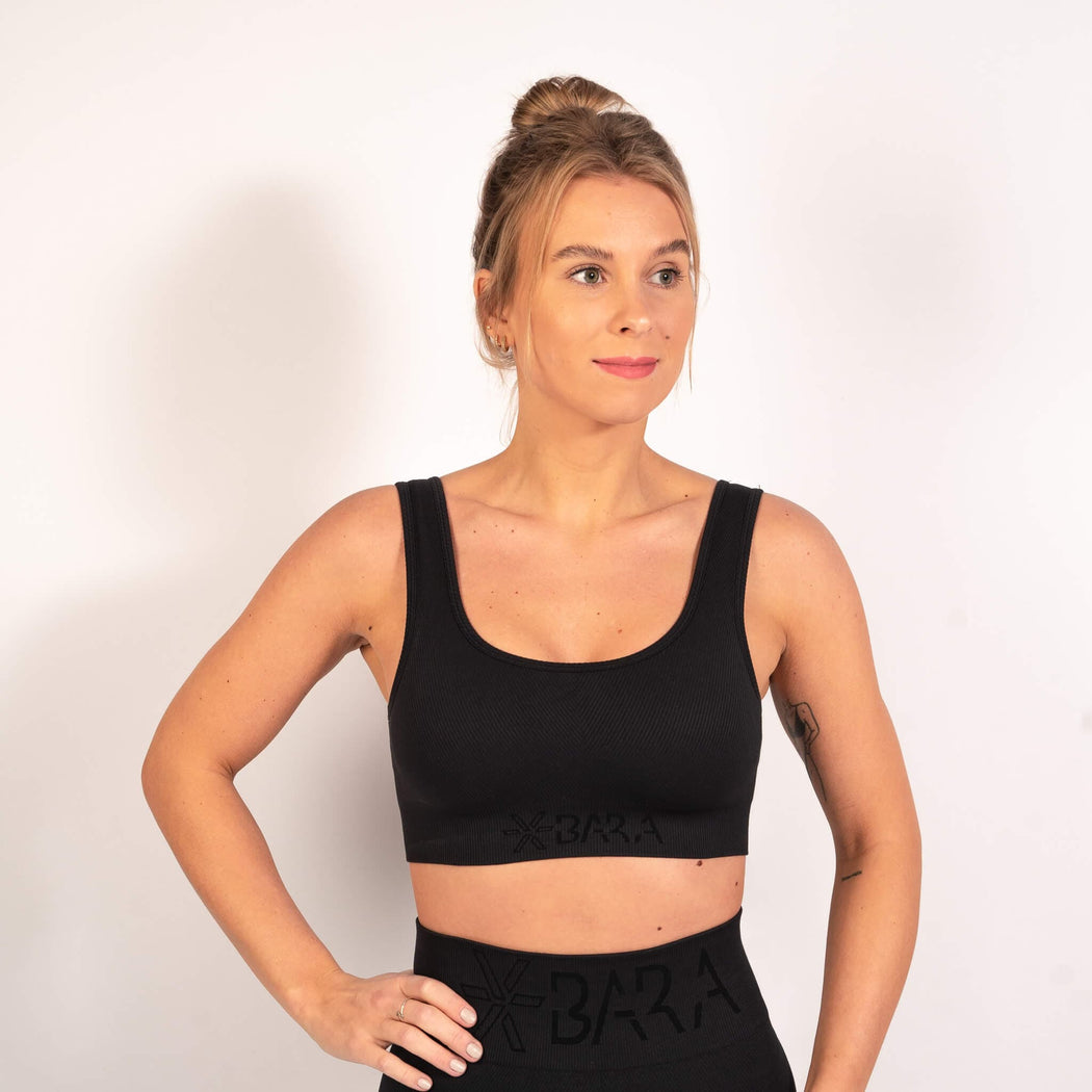 Black Ribbed Seamless Bra ⎜ Buy sports bra at BARA Sportswear