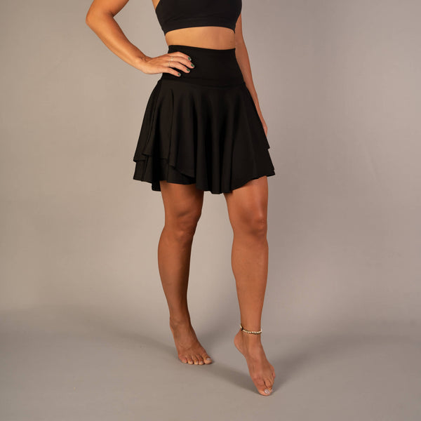 Black flowy skirt with shorts for active women from BARA Sportswear