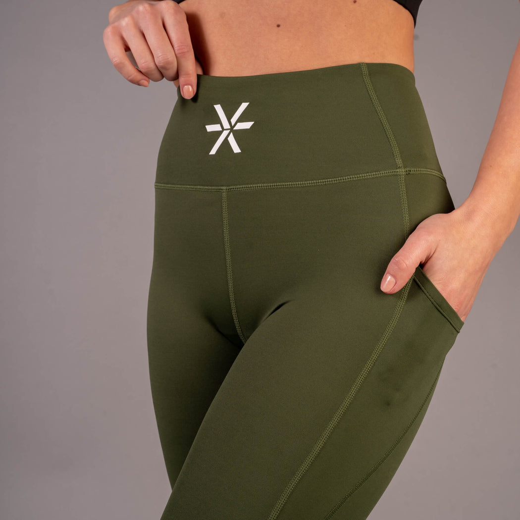 Khaki 7/8 Pocket Tights  Buy 7/8 leggings w/ pockets at BARA– BARA  Sportswear