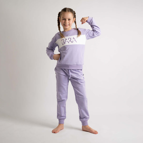 Sweatpants in purple for kids loose fit from Bara Sportswear
